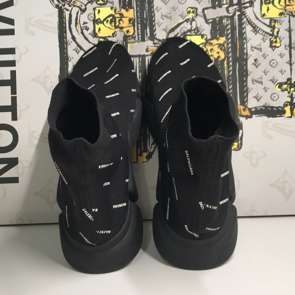 New Authentic Balenciaga Speed 2.0 LT Logo Sock Sneakers – Black/White - Picture 8 of 12